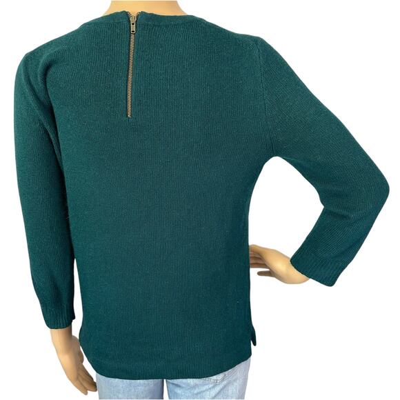 J. Crew Wool Rabbit Hair Jeweled Starburst Sweater Emerald Green 08429 Size XS - Picture 7 of 8